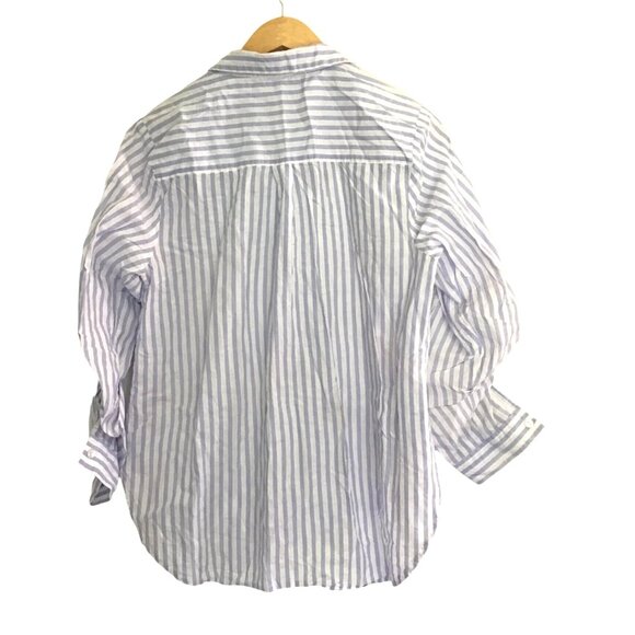 PASSAPORT- WOMENS BLUE/WHITE STRIPE FRONT EMBROIDER LONG SLEEVE 100% COTTON SZ L - Picture 2 of 7